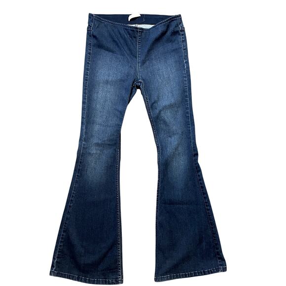 Free People Denim - Free People Womens Pull On Flare Jeans Sz 28 Dark Wash MidRise Bell Bottom Denim